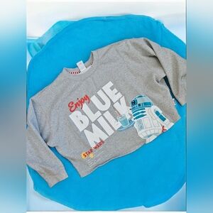 NWOT Blue Milk Cropped Sweatshirt WDW BANTHA BURGERS